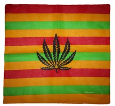 Wholesale Lot of 12 Striped Weed Leaf 100 Cotton 22"x22" Bandana