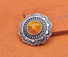 10X Turquoise Silver Flower Moon Sign Leathercraft Belt Western Saddle Concho 1"