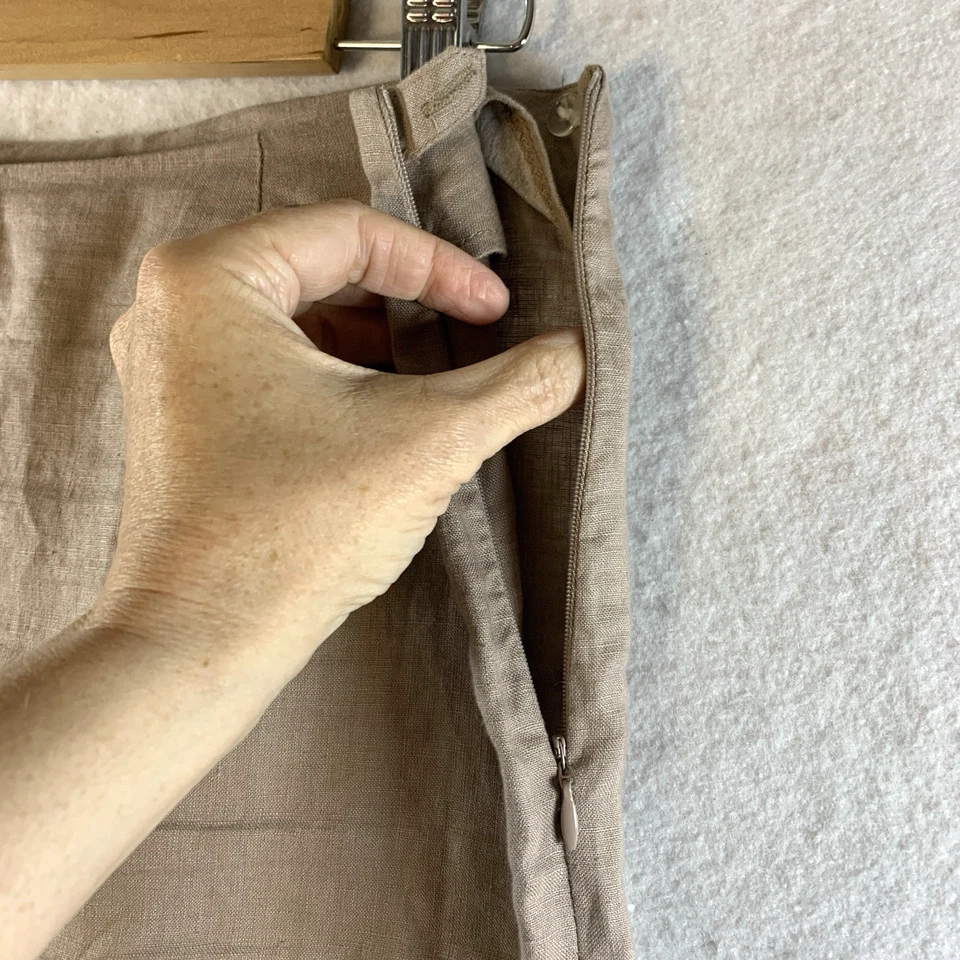 Mujeres 100% Lino Mini Falda Talla SP Natural Flecos Boho Festival Beachy Resort Foto 3 de 4