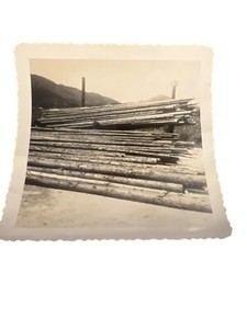 Vintage 50s Korean War Black White Photo Pole Rack in Company Area 3.5" x 3.5"