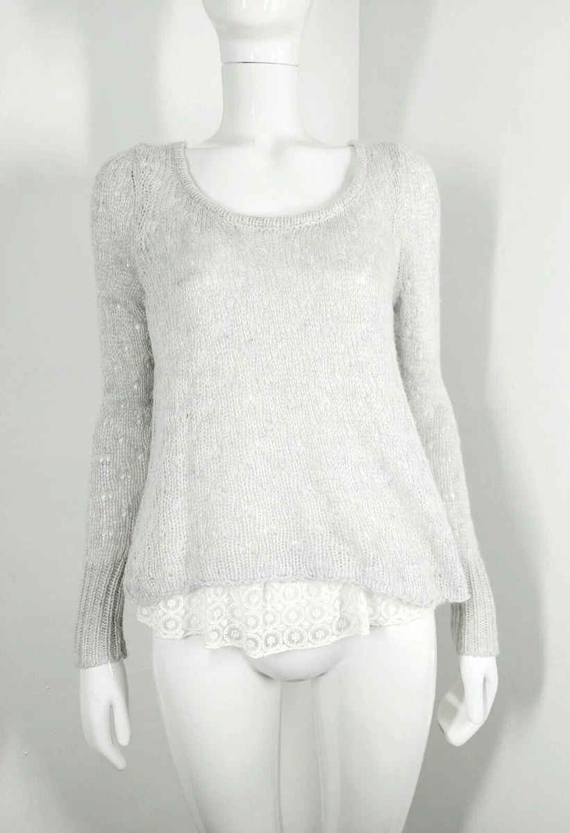 MINT VELVET Size 8 Alpaca Blend Lace Detail Tie Back Jumper Pullover  Lightweight | eBay