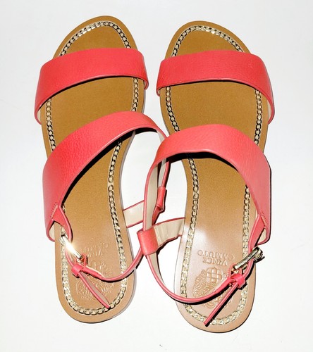 Vince Camuto Rentin Ankle Buckle Strap Sandals Flats Orange red Wms 9M US 40EU - Picture 9 of 14