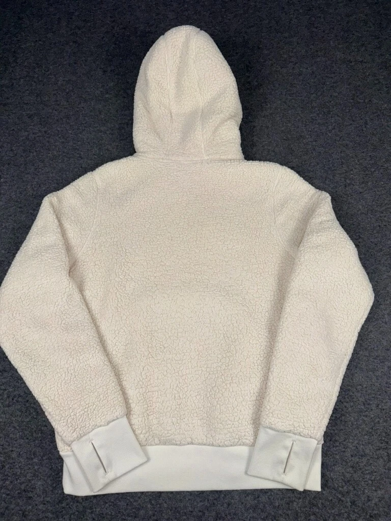 OFF WHITE Felpa con cappuccio Athleta donna piccola avorio Tugga Sherpa pullover felpa accogliente calda