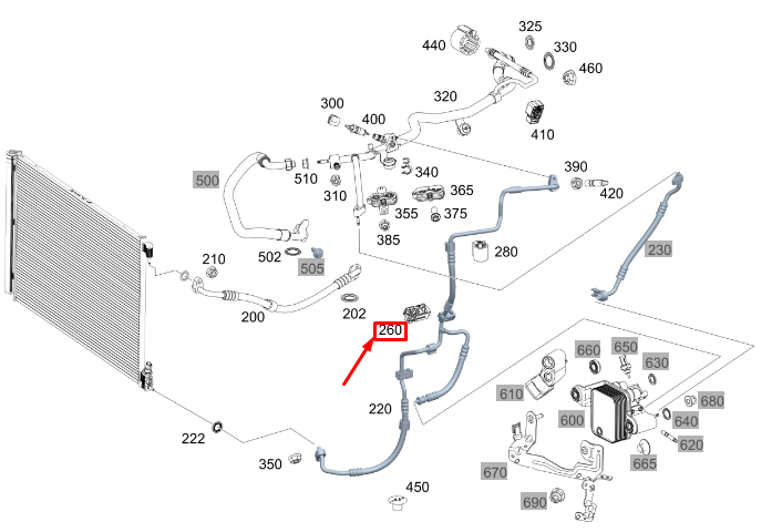 MERCEDES-BENZ GLE W167 Kältemittelleitungsbefestigung A0009954900