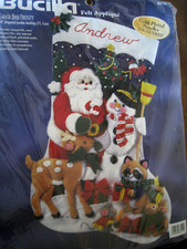 Christmas Bucilla STOCKING FELT Kit,SANTA AND FROSTY, Snowman,Animals,28",83119