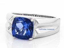 Natural London Blue topaz Gemstone With 925 Sterling Silver Ring For Men's #2223