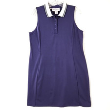 Tommy Bahama Golf Dress Women L Navy Blue White Stretch Sports Tennis Pickleball