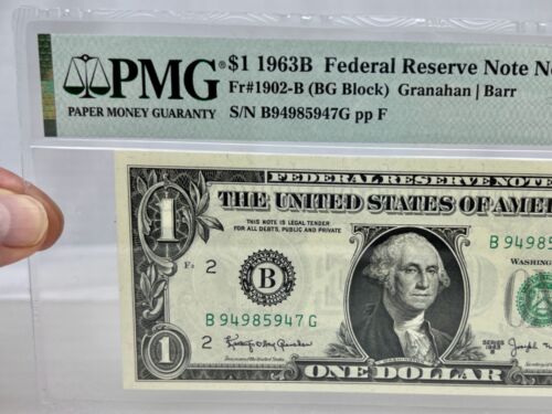 1963 Barr Fr 1902-B $1 Federal Reserve Note PMG 66 EPQ Gem Uncirculated -93461 - Picture 2 of 4