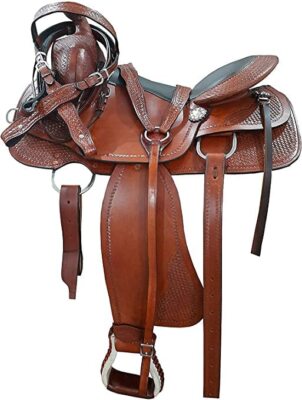 Western Leather Saddle Handmade trail barrel Saddle hand tooled leather tack