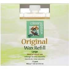 Cera original Clean & Easy grande (pierna), paquete de 12 mezclas de cera natural de 2,8 oz