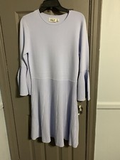  ELIZA J BELL SLEEVE RIBBED KNIT A-LINE LIGHT BLUE DRESS SIZE L RETAIL $148 NEW