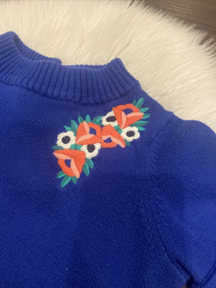 Janie and Jack Niñas 6 6Y Azul Rosa Volantes Amapola Suéter Cuadros Tweed Falda Usado en Excelente Condición Foto 3 de 4