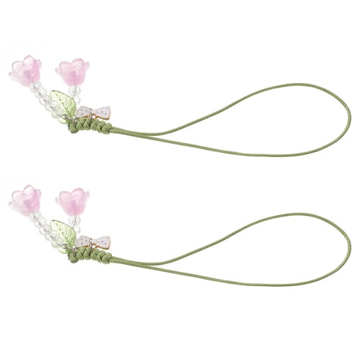 2 Pcs Tulpkette Handyanhänger-Aufsatz Telefonhandristlet -Gurt Dekoration - Zdjęcie 7 z 12
