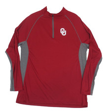 University Of Oklahoma Sooners 1/4 Zip Pullover Shirt Mens Large Red Long Sleeve