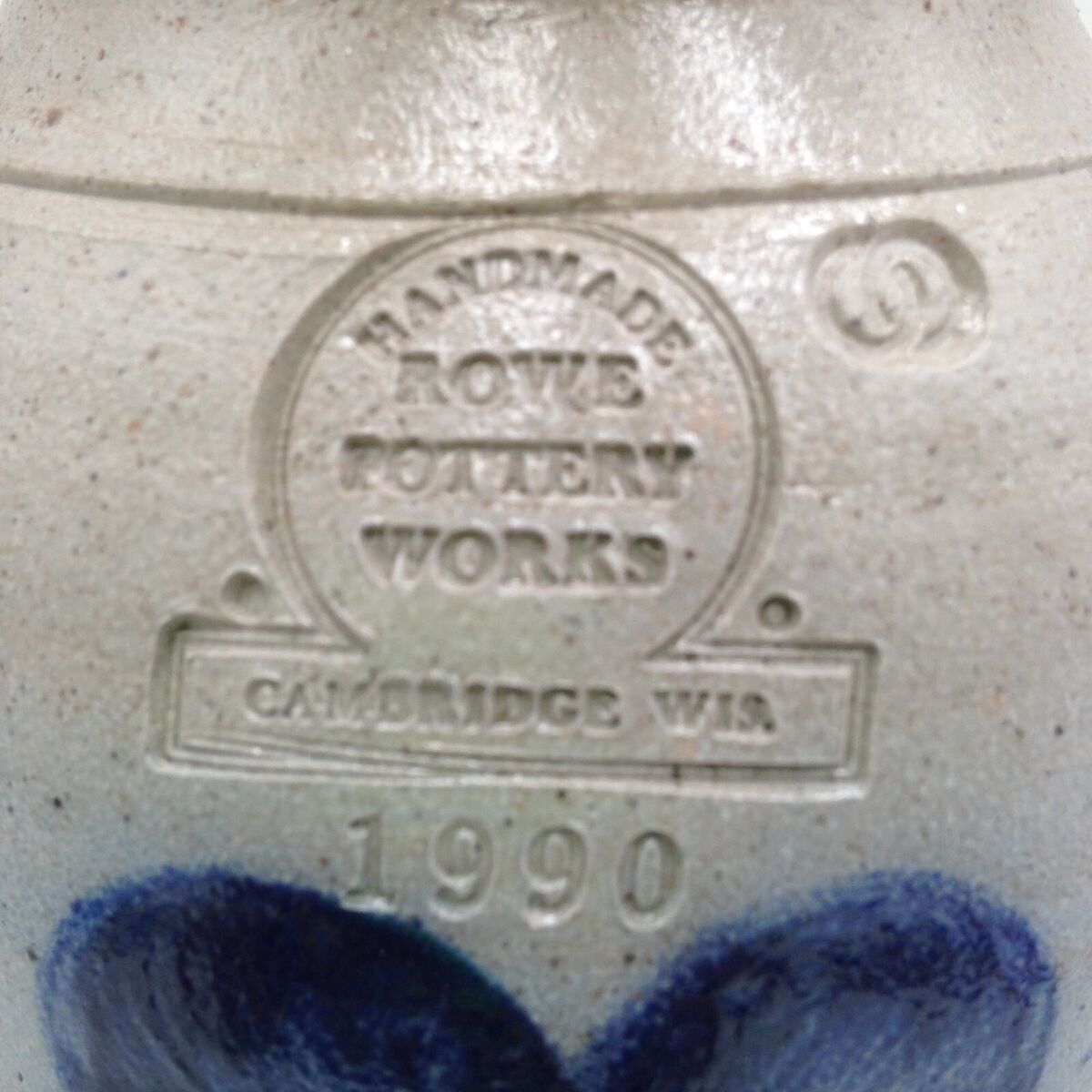 Rowe Pottery Salt Glazed Canister Jar Vase Heart Design 6 Rowe Pottery Salt Glazed Canister Jar Vase Heart Design 6