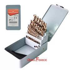 29PCS Cobalt Drill Bit Set HSSCO M35 Twist 1/16"-1/2" Multi-Bits 135 Split Point