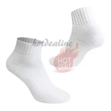 3/6/12 Pairs Men's Sports Athletic White Thick Cotton Ankle Low Cut Socks