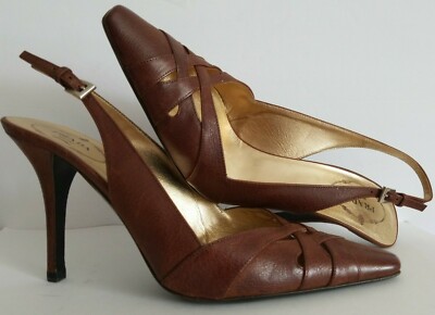 PRADA MILANO RARE ANTIQUE BROWN LEATHER SLINGBACK PUMPS EU 38 I LOVE SHOES