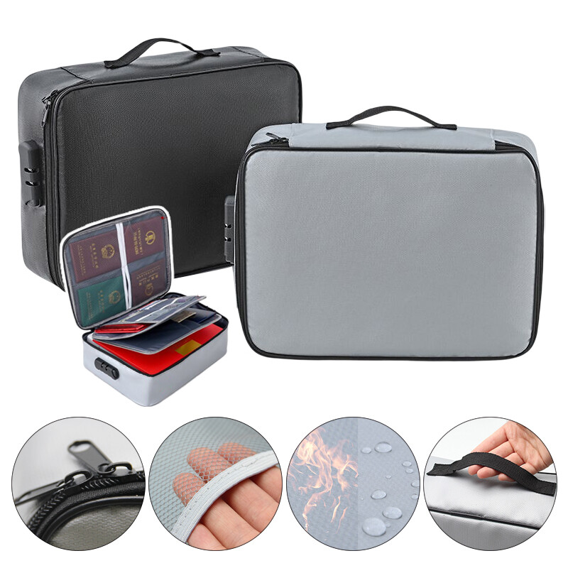 Travel Document Bag with Lock File Storage Organizer Box Waterproof Safe Bag eBay