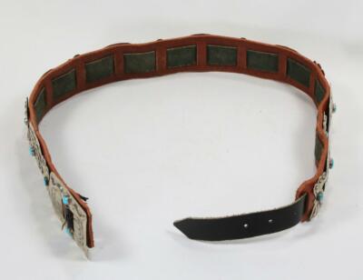 Vintage Native American Hopi Indian sterling silver conch Southwestern belt Old Pawn Overlaid Silver Hopi Link Concho Belt Sterling  main image 3