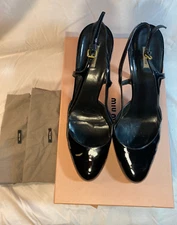 Miu Miu Black Patent Slingback Heels