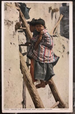 Mint USA PPC Picture Postcard Native American Hopi Indian Taking The Elevaron