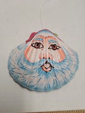 Hand Painted Sea Shell Santa Ornament Beach Coastal Decorations Christmas 4.5 in