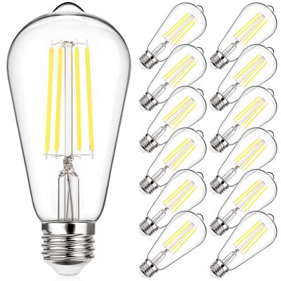 Vintage LED Edison Bulb 60W Equivalent 800LM, 6W ST58 LED Filament Light Bulb...