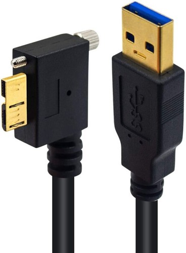 USB A 3.0 to Micro B Panel Mount Cable (Left Angle) | Male to Male | 1m - Picture 2 of 6