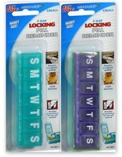 Locking Pill Planner SMALL Ezy Dose  2 pack  COLORS VARY 67801