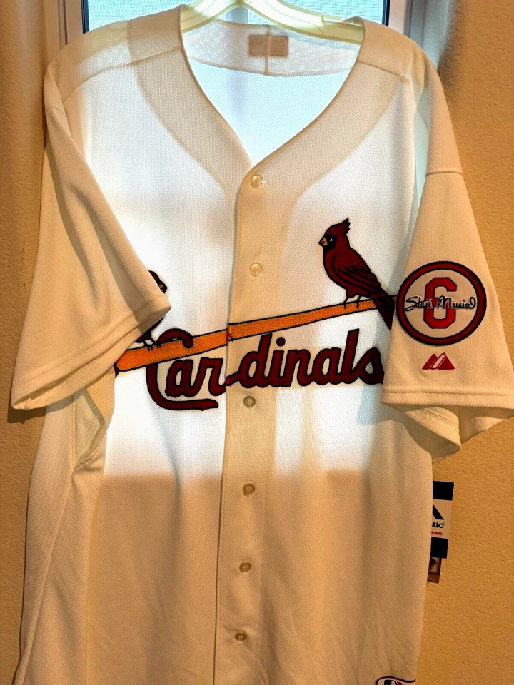 AUTHENTIC Majestic Cool Base STAN MUSIAL St Louis Cardinals Ivory Size 52. - Image 3 of 4