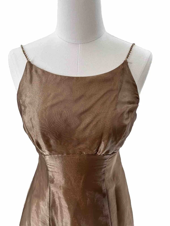 Vestido de Noche Bill Levkoff Talla 4 Marrón Dama de honor Baile de graduación Organza Iridiscente Foto 3 de 4