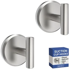 Suction Cup Hooks T Shape 2 or 4 Pack Brushed Nickel 2 Count