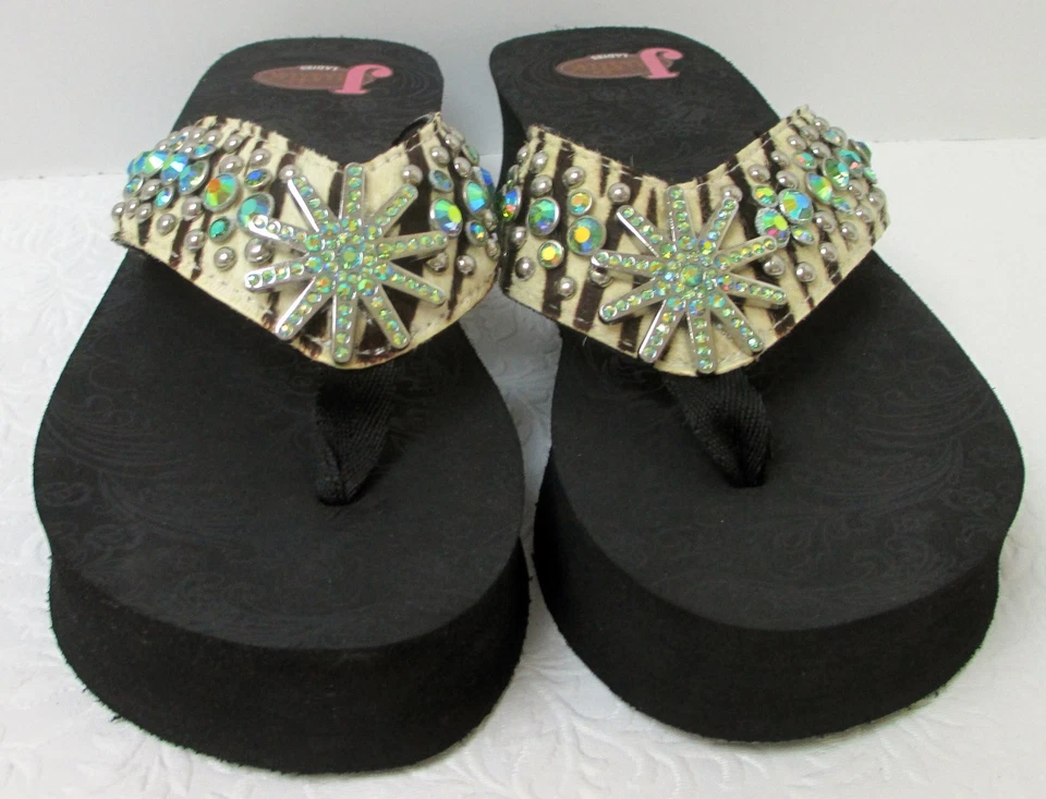 Chinelos femininos Justin "Audrey" 5511262 zebra com strass Bling - Imagem 2 de 4