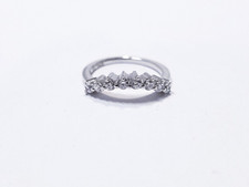 Sterling Silver CZ Curved Band Ring Sz 5 - 1.9 Grams TW