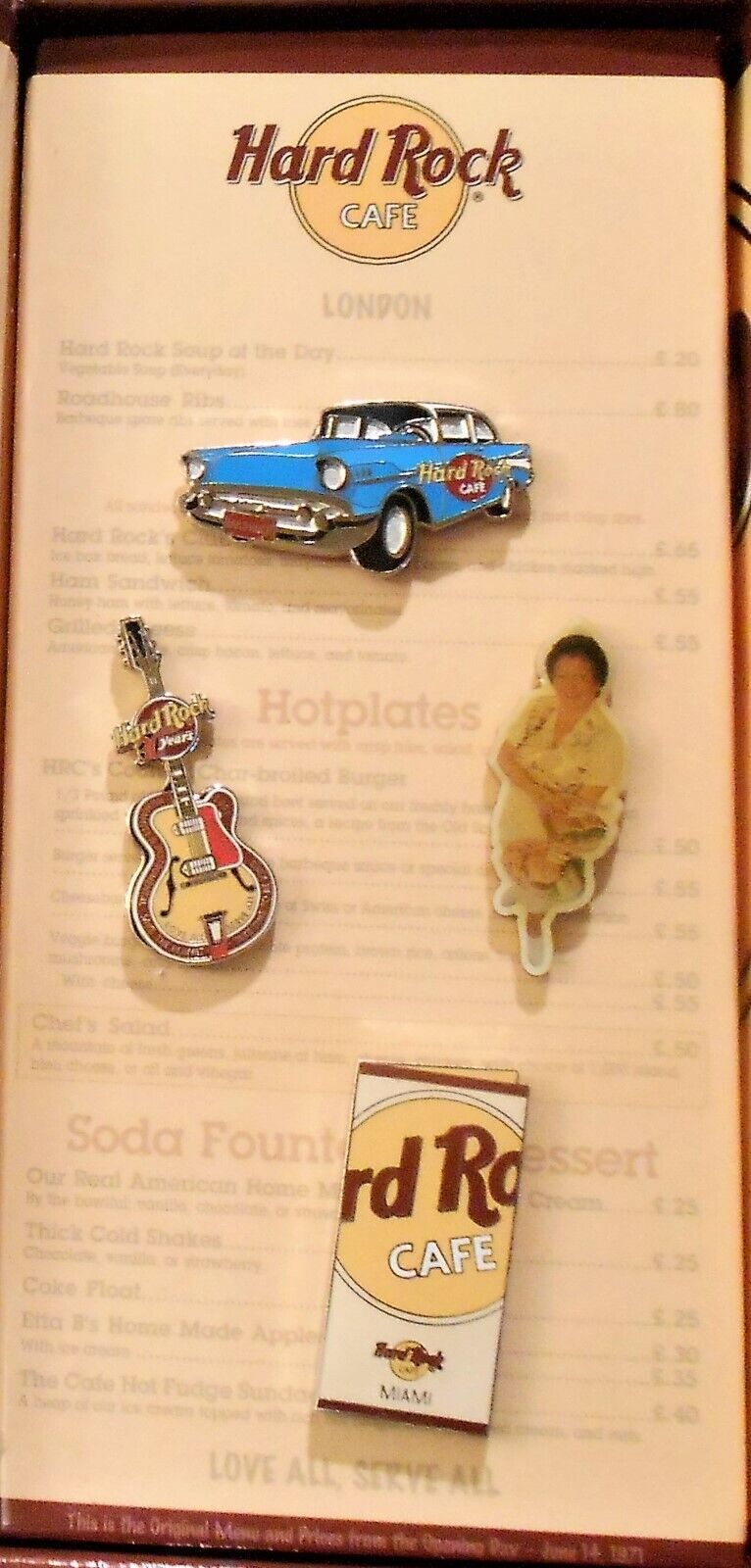 HARD ROCK CAFE MIAMI MENU 30 YEAR ANNIVERSARY 4 PIN BOX SET PIN # 5815 |  eBay