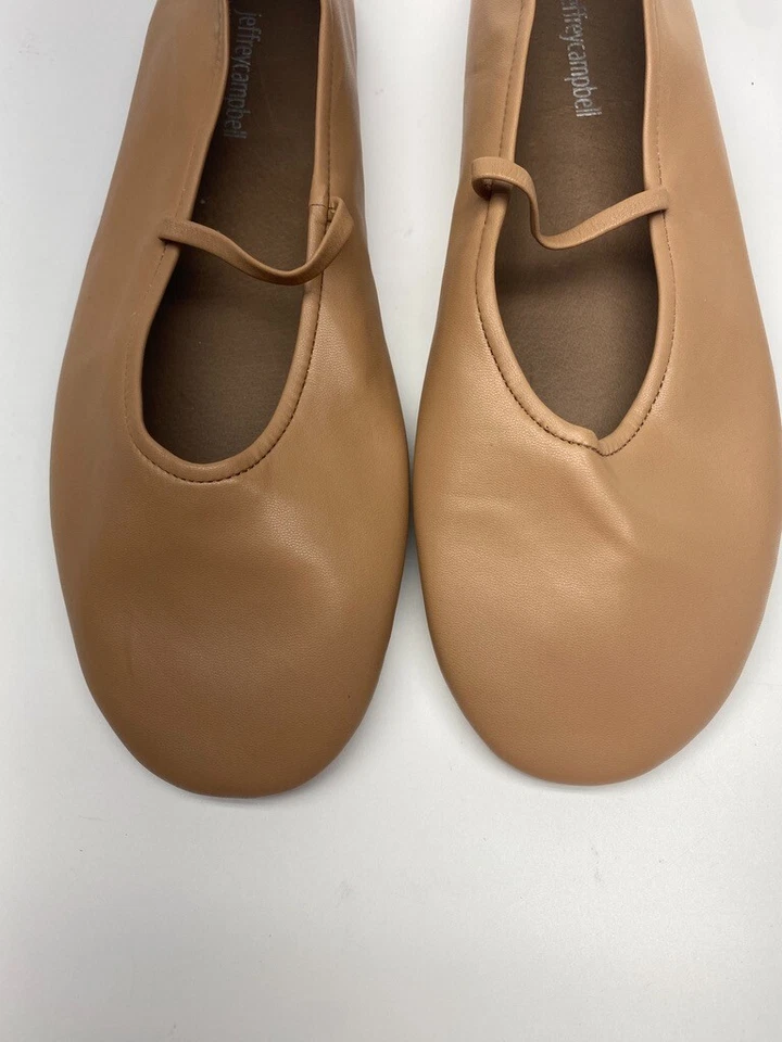 Женская кожаная танцовщица Jeffrey Campbell темно-бежевая плоская размер 10 - Изображение 4 из 4