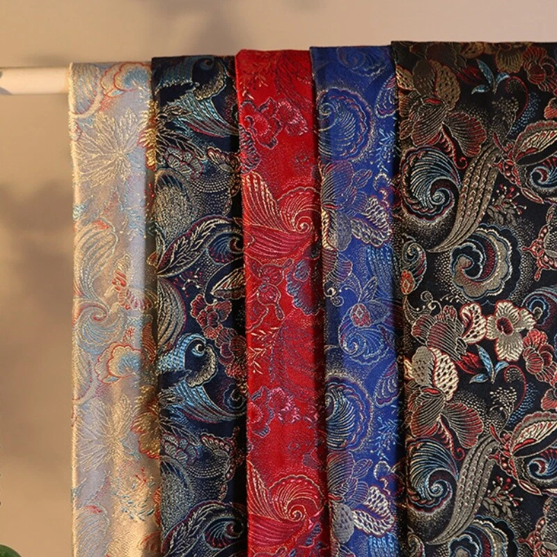 Kunstseide Satin Stoff Handwerk Brokat Damast Bestickt Blumen DIY 148 100cm - Bild 3 von 4