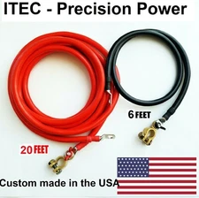 Battery Relocation Kit, # 2 AWG Cable, Top Post 20 FT RED / 6 FT BLACK,USA MADE