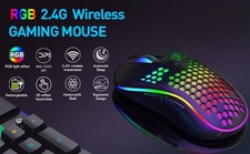 Wireless Mouse Gaming Rechargeable Optical Mouse Cordless 7 Color LED Backlit PC