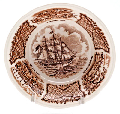 Fair Winds USS Portsmouth off the Barrier Forts Canton England Brown 5'' Sm Bowl