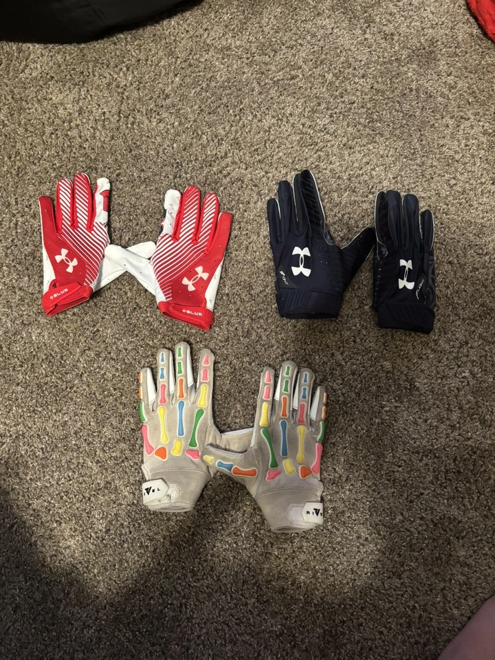 Lote de guantes de fútbol americano universitario + Rivel emitidos por el equipo - Notre Dame, Texas Tech☘️🏇🩻 Foto 3 de 4