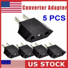 5 PCS EU Euro Europe to US USA Power Jack Wall Plug Converter Travel Adapter US