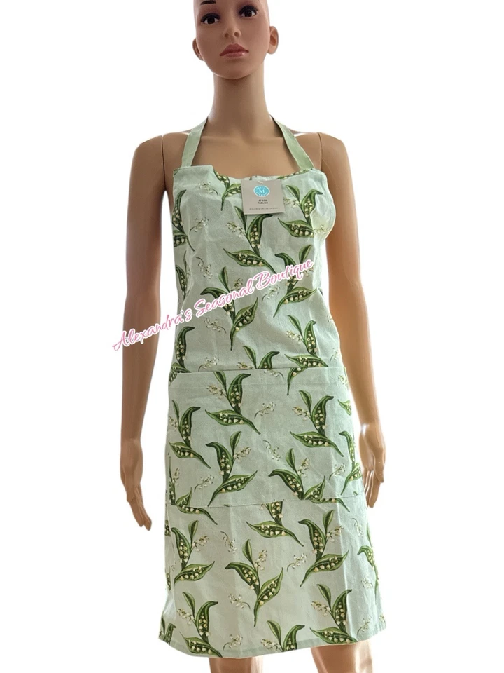 Delantal de cocina Martha Stewart Freya Lily Of The Valley 31x30 100 % algodón Country Foto 2 de 4