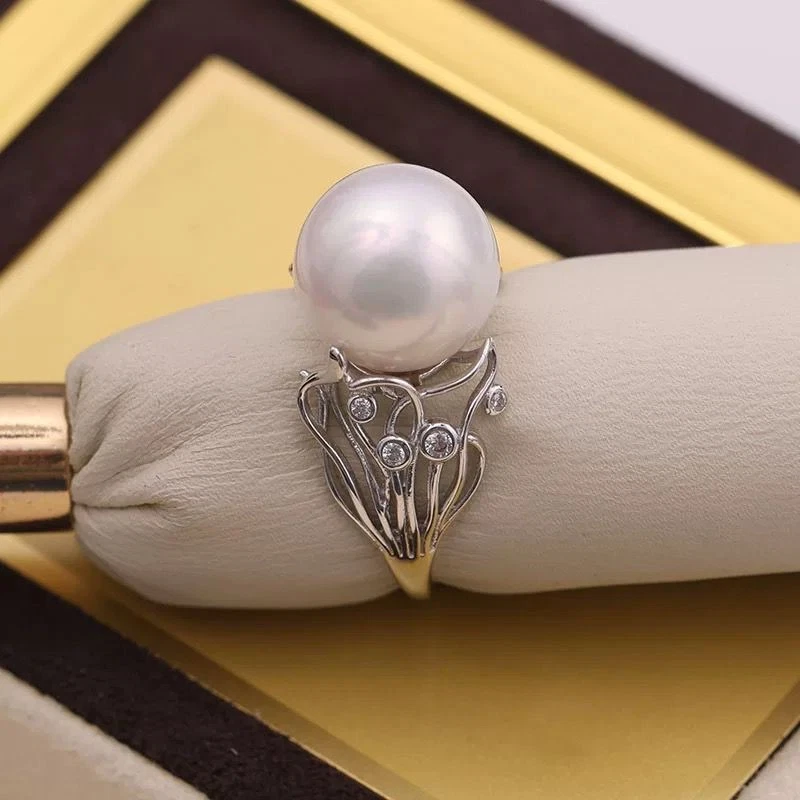 anillo clásico 12-13mm mar sur redondo perlas blancas 925s(t) Foto 3 de 3