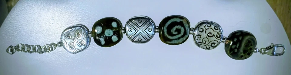 Brazalete vintage Brighton piedra verde ágata y plata talla 7 Foto 4 de 4