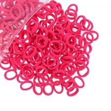 Solid Color Cotton Hair Ties 200 PCS Elastic Seamless Ponytail Holder Hot Pink