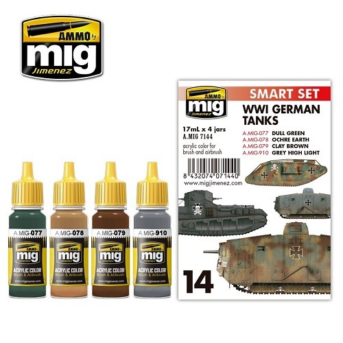 Ammo Mig A.MIG7144 WWI German Tank Colours Acrylic Paint Set