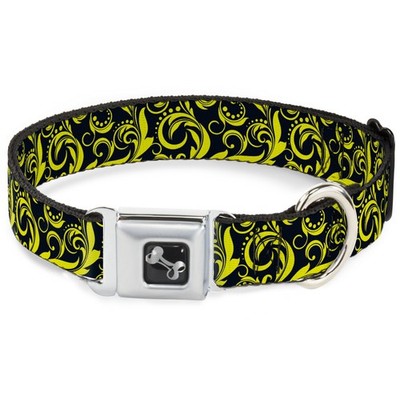 Dog Collar Bone Filigree Navy/Yellow Small 9.5-13'' (US IMPORT)