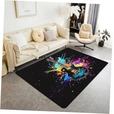  Guitar Rugs for Living Room Bedroom Shag Decorative Carpet Rugs Rock Music 